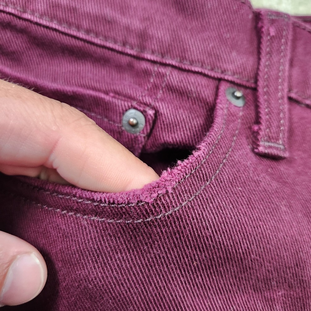 Levis 514 Jeans Men 36x32 Straight Leg Regular Fit Maroon Denim Stretch - Picture 9 of 13